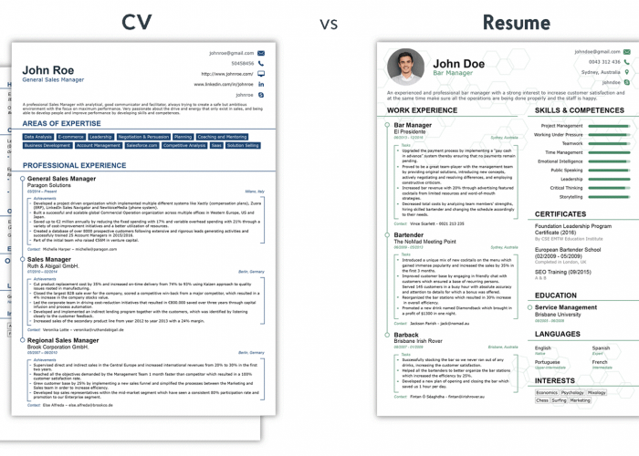 CV vs Resume: Differences Of Application Of Both The  Documents
